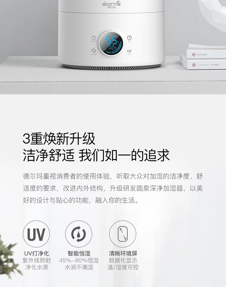 Увлажнитель воздуха xiaomi Mijia deerma 5L, 35 дБ, тихий, Очищающий воздух для помещений с кондиционированием воздуха, офисный, бытовой
