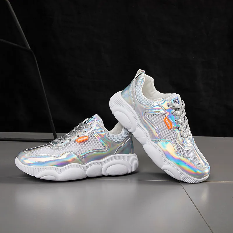 Кроссовки на лазерной платформе женские кроссовки повседневная обувь плоской
