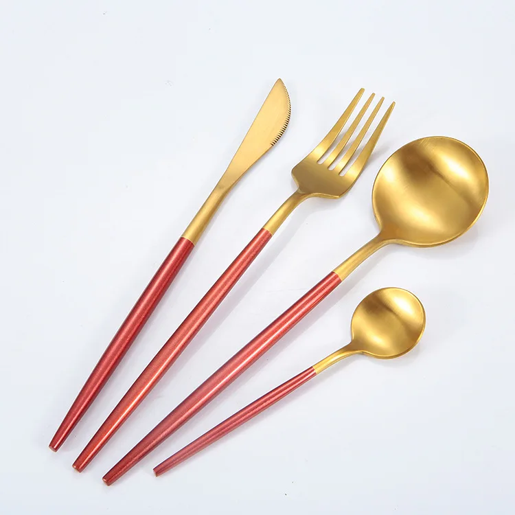 24 шт./компл. столовые Ножи ножи вилки ложки Западная кухонная посуда из