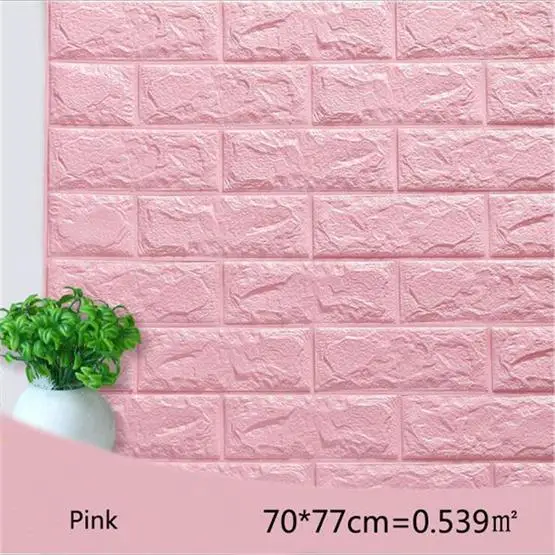 Pink 70*77 см* 8 шт. 3D PE пенка, камень, кирпичная панель, наклейка на стену, домашний декор, ТВ, диван, Настенная роспись, малыш, безопасный, самоклеющиеся, DIY обои - Цвет: Pink