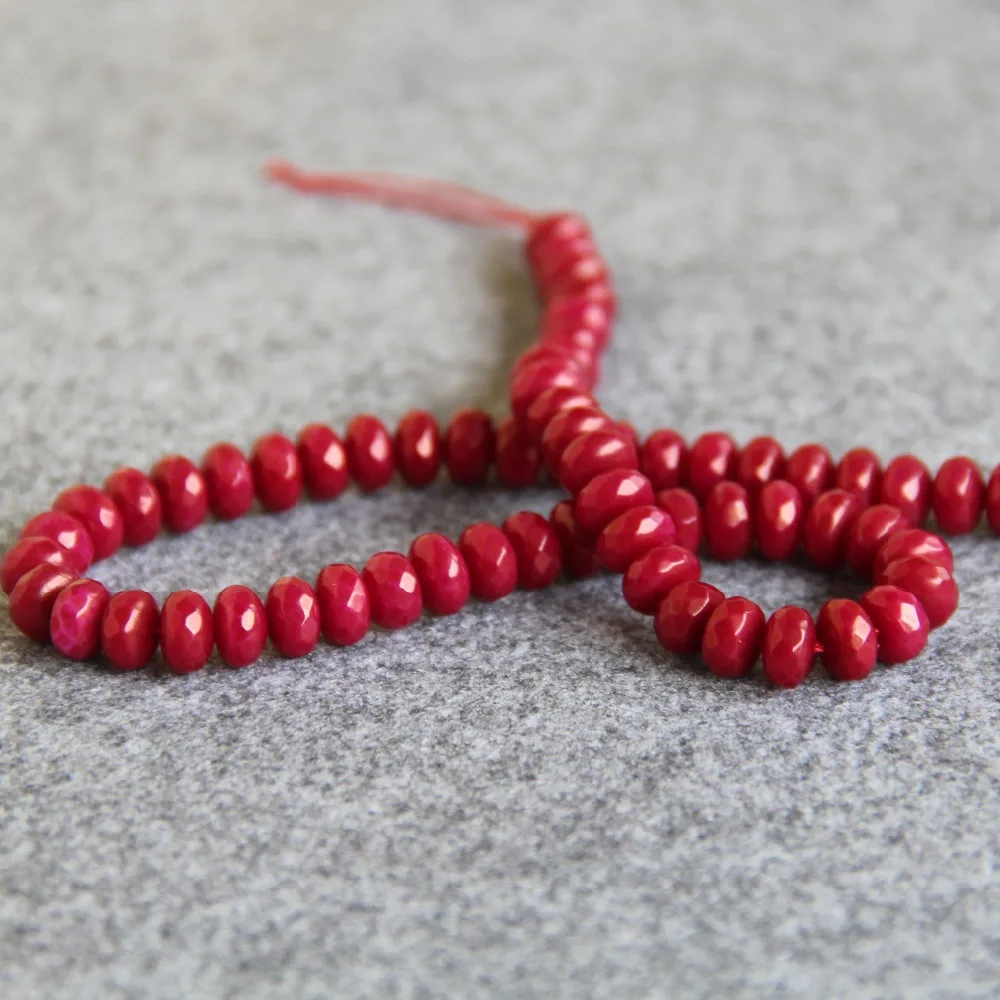 Accessory Crafts 6X8mm Faceted Dark Red Chalcedony Semi Finished Stones Abacus Shape DIY 15inch Jewelry Making Design Wholesale | Украшения