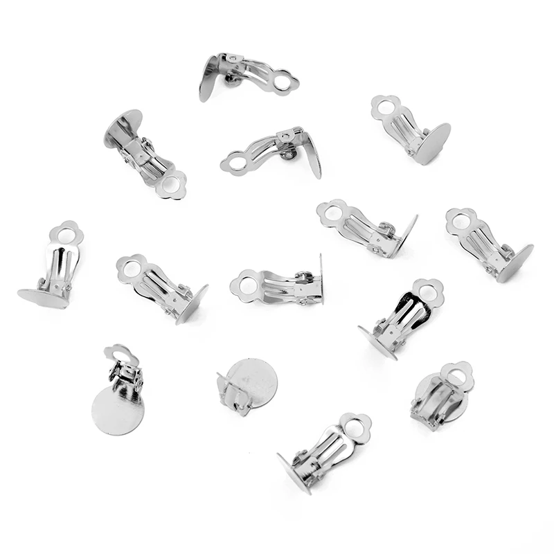 50pcs/lot 10x10mm Gold Silver NO Piercing Earrings Clips Blank Base Settings Craft for DIY Jewelry Making Findings | Украшения и