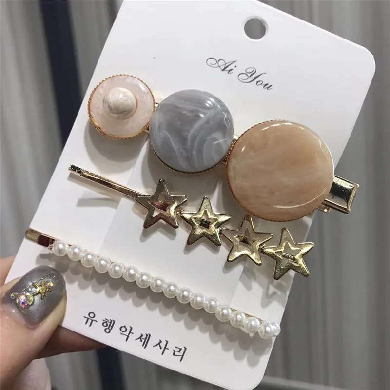 Новые 3 шт/комплект Жемчуг Металл золотистый цвет волос заколка Hairband для прически