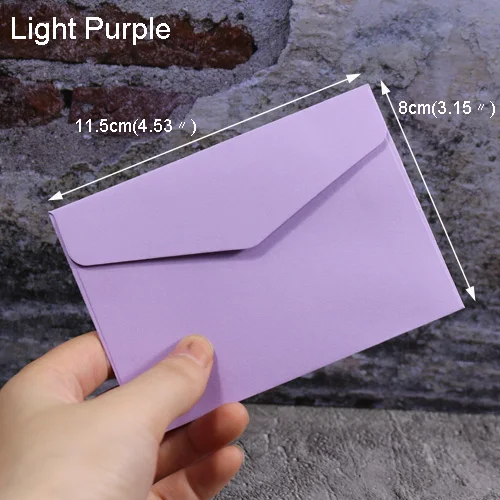 Light Purple Маленькие бумажные конверты 10 шт 14 конфетных цветов открытка свадебный подарок пригласительный конверт офисный канцелярский бумажный пакет 11,5x8 см - Цвет: Light Purple