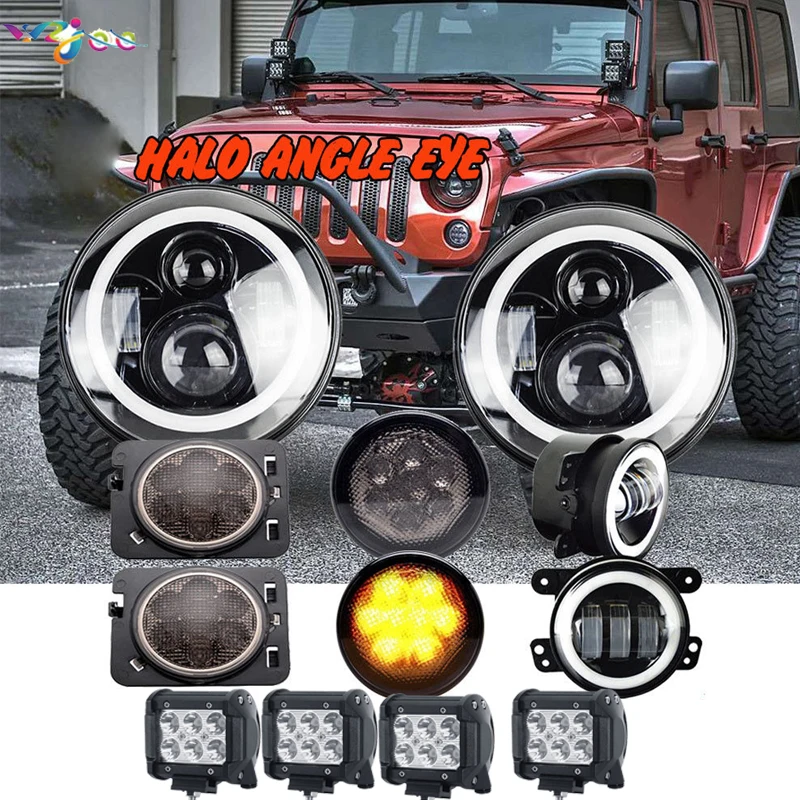 Wzjoo Kit 7 &quot40 Вт Halo светодиодный светильник на голову + 4'' 30 противотуманный s 4