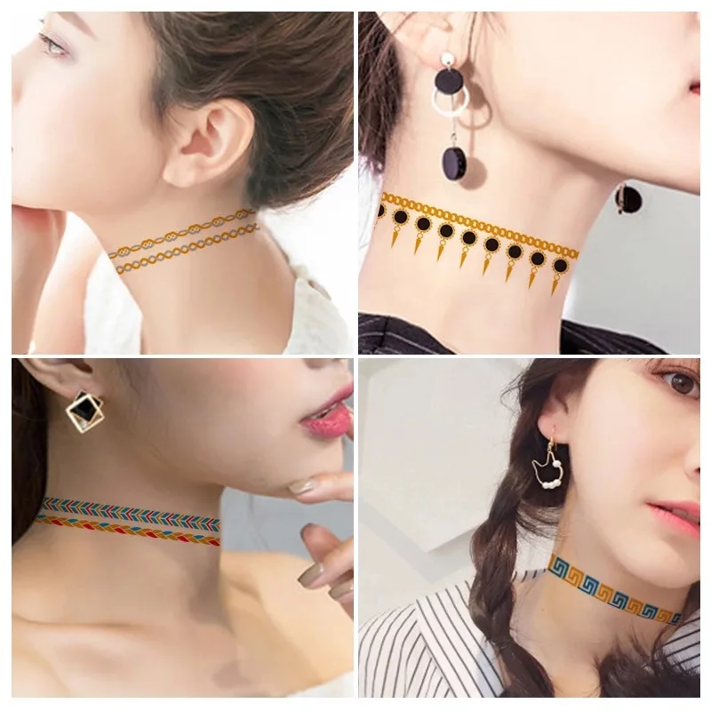 Временная Золотая татуировка сексуальные товары ожерелье браслет тату летняя