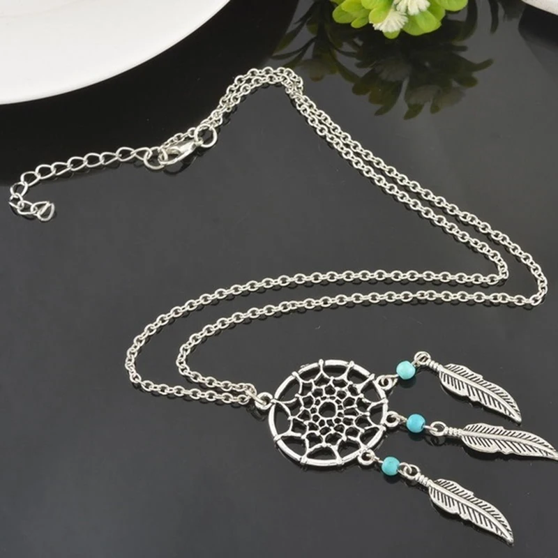 Retro Women Lady Dream Catcher Pendant Long Chain Necklace Sweater Jewelry Gift (Color: silver) | Украшения и аксессуары