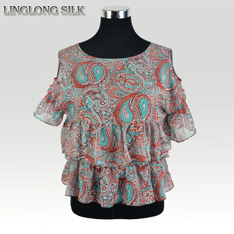 100% Шелковая креп-рубашка из чистого натурального шелка модные женские летние