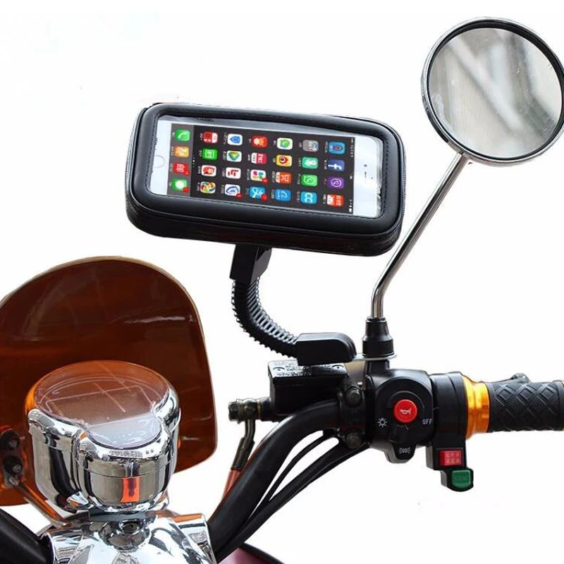Motorrad Telefon Halter Stehen Moto Fahrrad Rückspiegel Unterstützung für iphone Samsung Motorrad Telefon Tasche Wasserdicht Fall