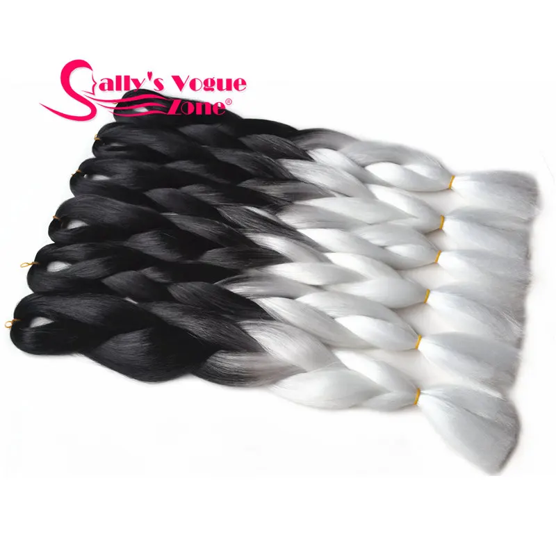 Sallyhair синий фиолетовый розовый красочные высокая температура большие синтетические косы омбре плетение волос для наращивания белый для женщин - Цвет: P8/613