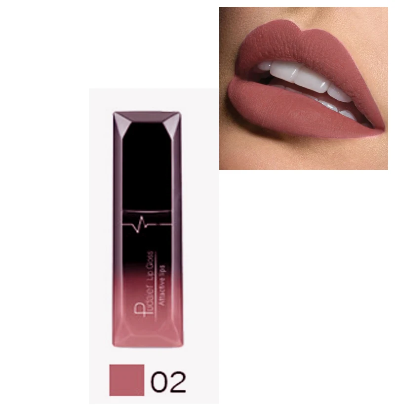 Pudaier матовые наборы помад долговечная жидкость Lipkit+ бархатный карандаш для губ Макияж телесный водонепроницаемый блеск для губ 12 цветов выбрать - Цвет: 02