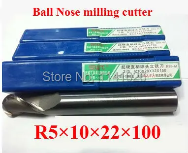 Free Shipping 5PCS 2 Flute R5 Milling tools cutter Ball nose End Mill CNC router bits HSS &amp Aluminium R5*10*22*100mm | Инструменты