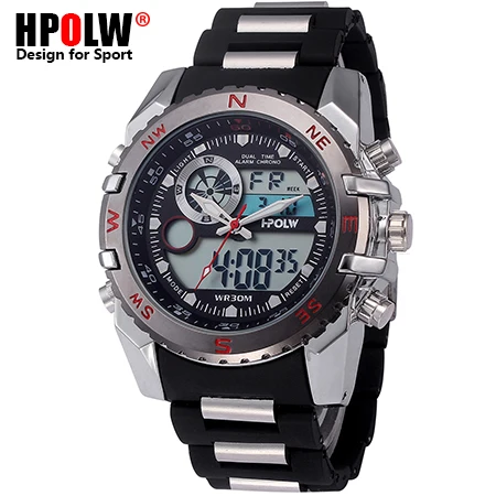 Color 16 HPOLW Брендовые мужские спортивные часы модные Chronos резиновые мужские водонепроницаемые светодиодный цифровые часы мужские военные часы Relogio Masculino - Цвет: Color 16