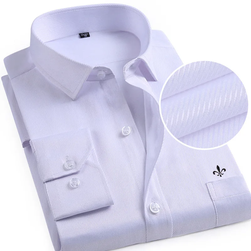 DUDALINA Мужская рубашка Twill Camisa Social Masculina классические мужские рубашки с длинными рукавами рубашка в деловом стиле мужская вышивка - Цвет: KH1711-C-X-WHITE