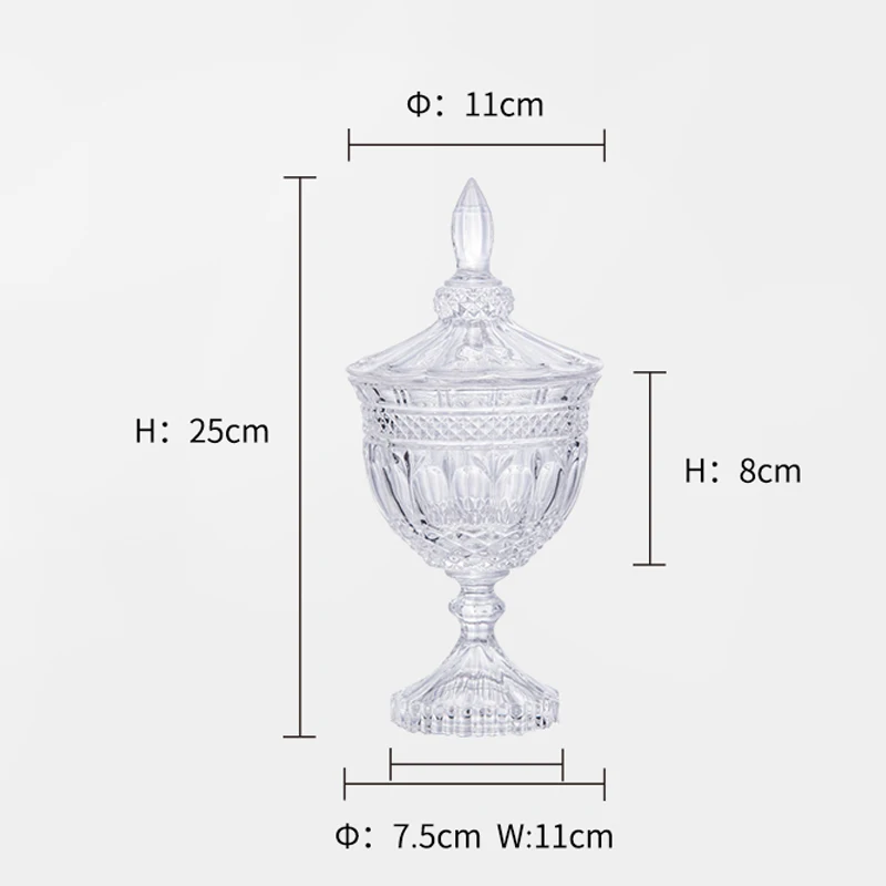 A1 25x7.5x11cm Европа высокие ноги стеклянная банка для конфет емкость для хранения пищи Отель Свадебный десерт обеденный стол shopwindow украсить прозрачную стеклянную банку - Цвет: A1 25x7.5x11cm