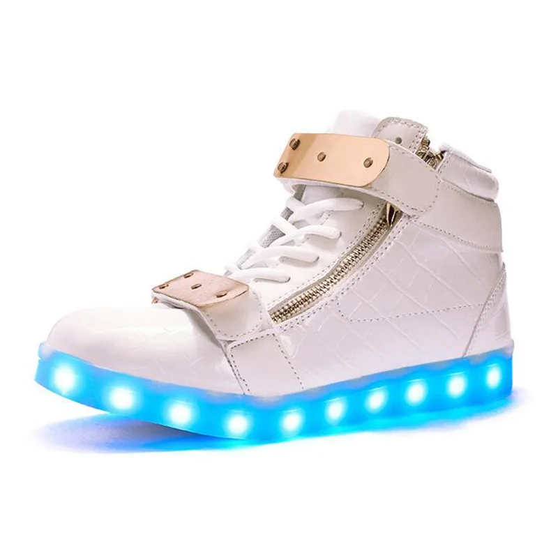 Модная мужская обувь с подсветкой из искусственной кожи usb-зарядкой