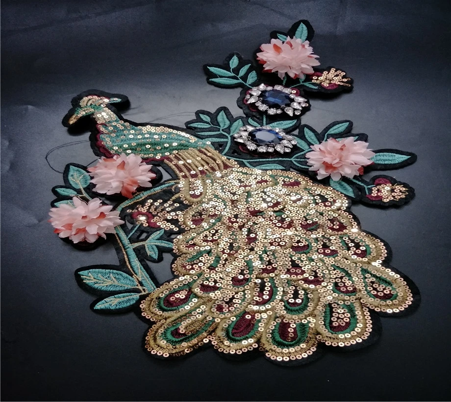 Peacook цветочные стразы, аппликация из бисера, нашивки для одежды, наклейки, нашивки для одежды