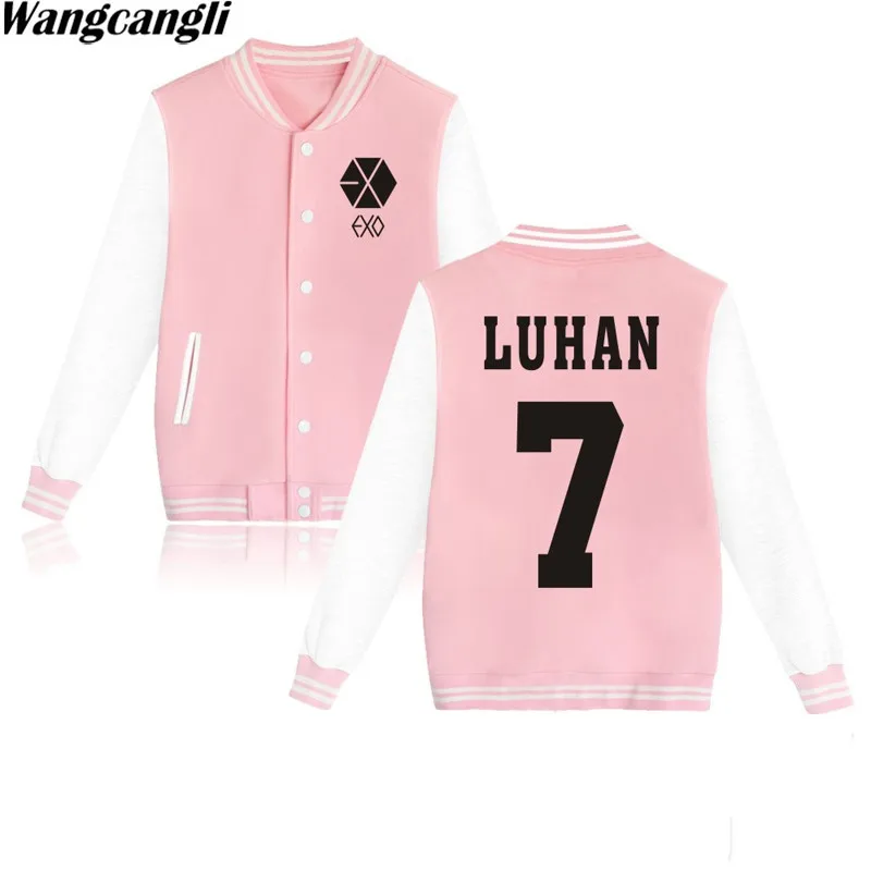 KPOP EXO куртки и пальто Harajuku Студенческая бейсбольная куртка в стиле хип хоп