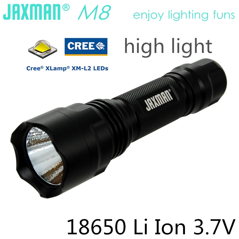 Светодиодный фонарик JAXMAN M8 CREE XML2 18650 маленький и портативный сильный C8 бесплатная