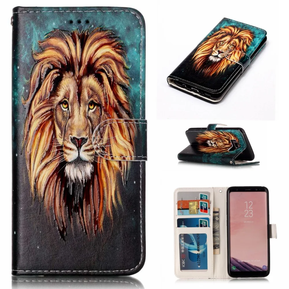 Чехол книжка из ткани с изображением слона льва для Samsung Galaxy S8 Plus S7 Edge S6 Edge|case for