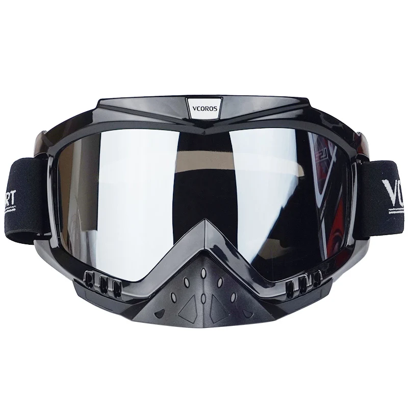 silver lens vcoros Марка Gafas Moto rcycle очки шлем очки Moto шлемы очки маска очки для мотокросса Лыжный ветрозащитный eyewears - Цвет: silver lens