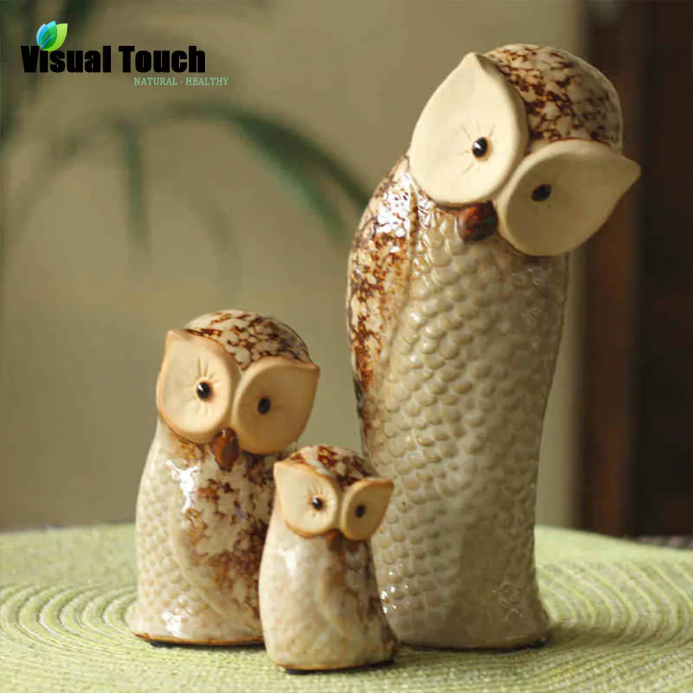 Набор из 3 предметов милая Керамическая скульптура в форме совы декоративный