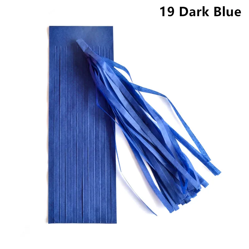 19 dark blue 5 шт. 14 дюймов гирлянда из папиросной бумаги с кистями для свадебного украшения Diy Висячие на день рождения Вечеринка Детский душ вечерние принадлежности 35 см - Цвет: 19 dark blue