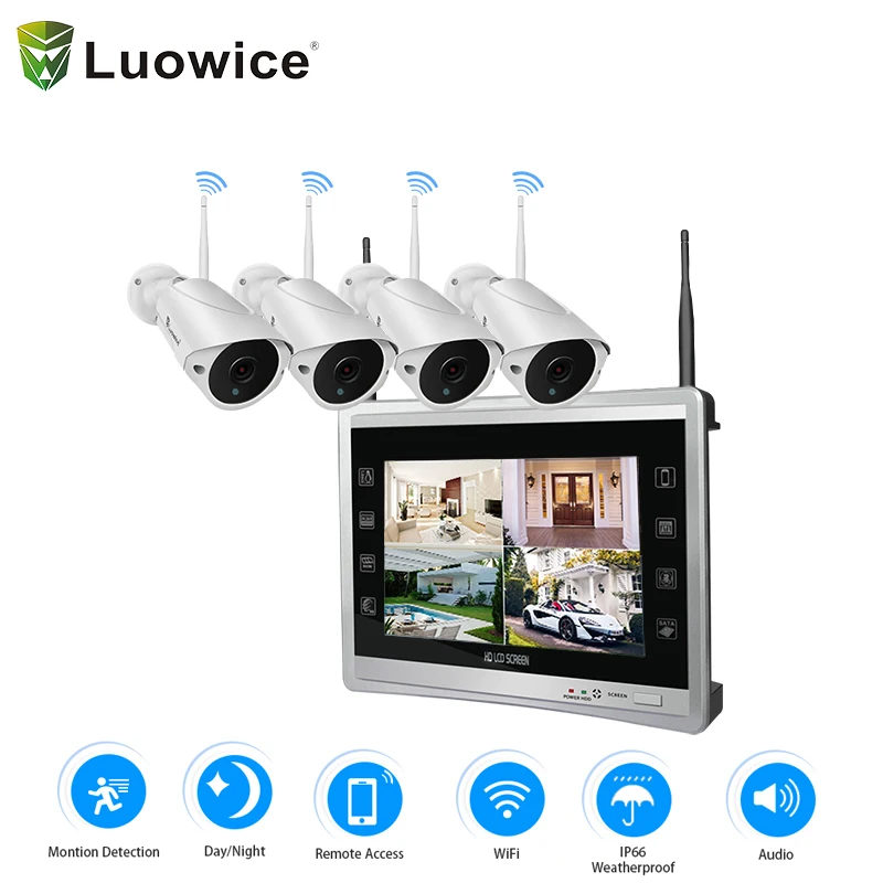 2MP 4CH NVR аудио Беспроводной IP Камера Системы монитор Главная видеонаблюдения