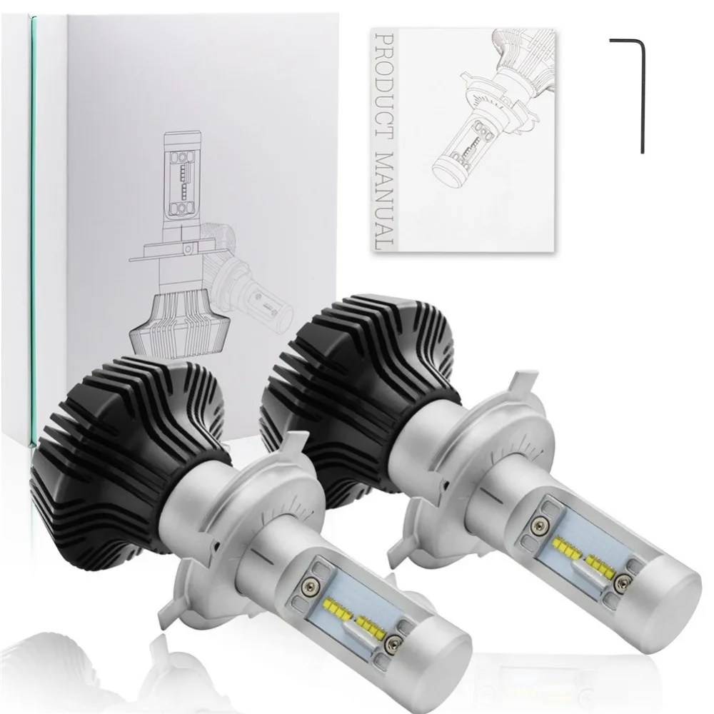 

2 x High Power H4 K6 LED Headlight Bulbs Driving Lights 9003 HB2 16000LM 6000K White High/Low Beam Bulbs