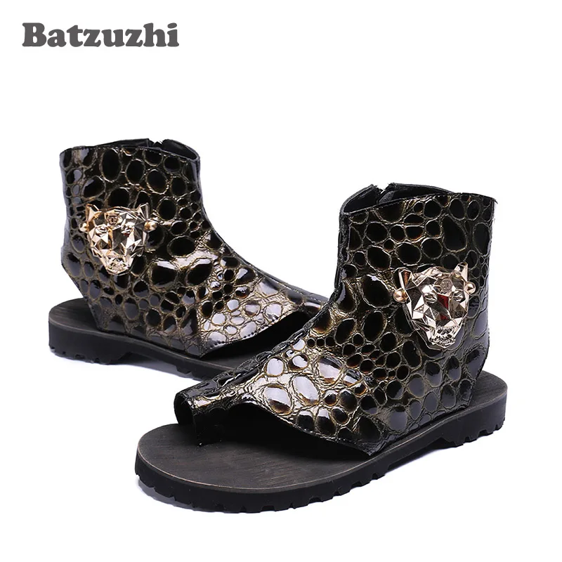 Итальянские мужские сандалии ручной работы обувь с открытым носком ботильоны на