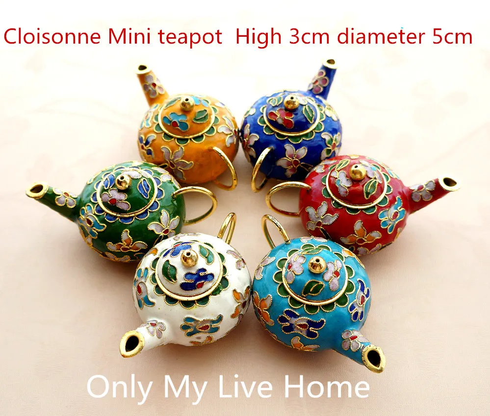 

Cute Chinese Cloisonne Mini Teapot Decoration Ornaments Handmade Fetal Copper Filigree Enamel Home Decor Pot Crafts Gift