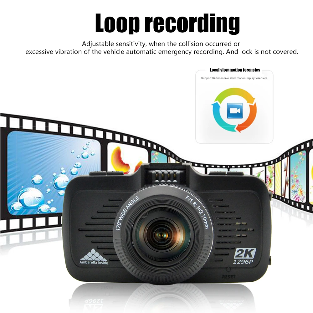 Junsun A799 Ambarella A7 Максимальное разрешение Full HD 1296 P Видеорегистраторы для