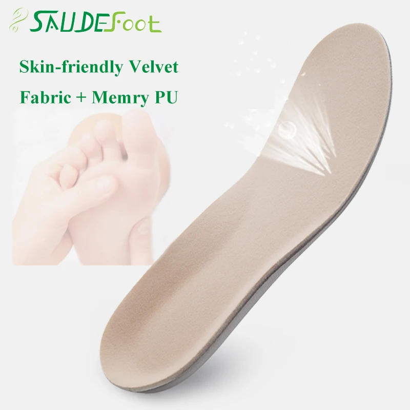 Saudefoot PU Sport Insoles Sweat Absorption Pads Pain Relieve  Material Flat Feet Running Sport Shoe Foot Care Men Women