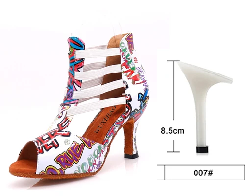 whiteheel 8.5cm WUXIJIAO/Танцевальная обувь для латиноамериканских танцев; Цвет черный, белый; разноцветная обувь для сальсы из искусственной кожи; блестящая профессиональная танцевальная обувь; Мягкая Обувь для бальных танцев - Цвет: whiteheel 8.5cm
