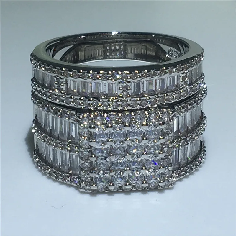 

Luxury ring Bridal sets 925 Sterling silver Princess cut Full AAAA cz Engagement Wedding Band Rings for women Finger Jewelry