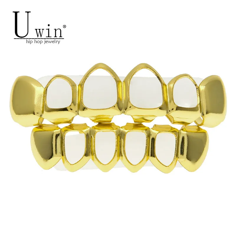 UWIN хип-хоп Custom Fit золотые зубы вампира четыре открытые лица грили для рта набор