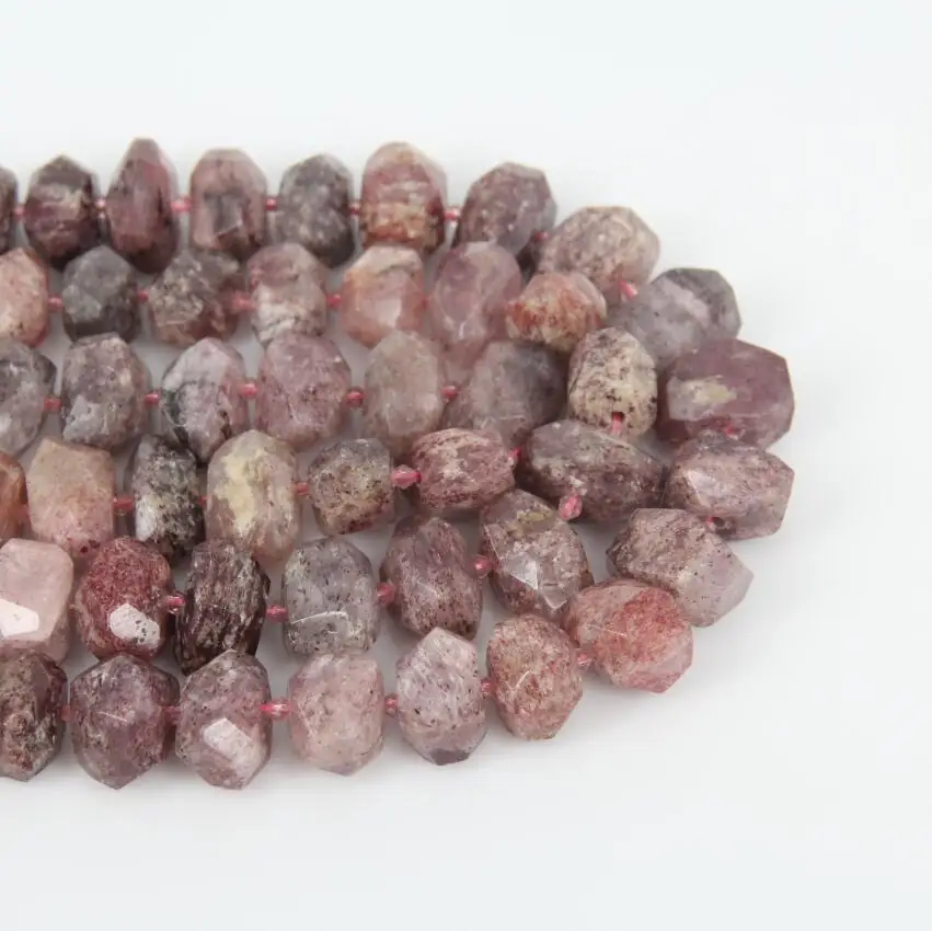 Natural Stones Strawberry Quartz Cut Slab Beads Necklace Center Drilled Raw Crystals Faceted Nugget Points Pendants Bulk | Украшения и