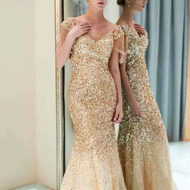 Женское платье с кисточками повседневное модное банкетное пайетками