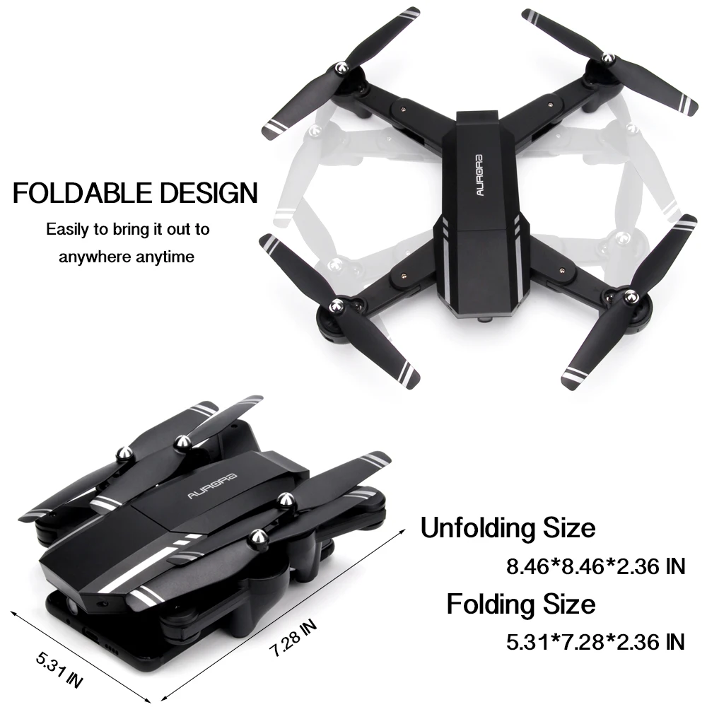 Складной Квадрокоптер INKPOT RC с широкоугольной HD камерой дистанционным