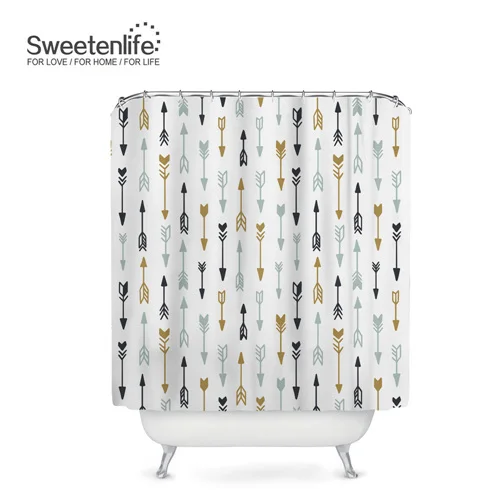 SL0453 Sweetenlife 180x200 см, занавеска для ванной, занавеска для душа со стрелками и перьями, водонепроницаемая занавеска, полиэфирная ткань, занавеска для ванной - Цвет: SL0453