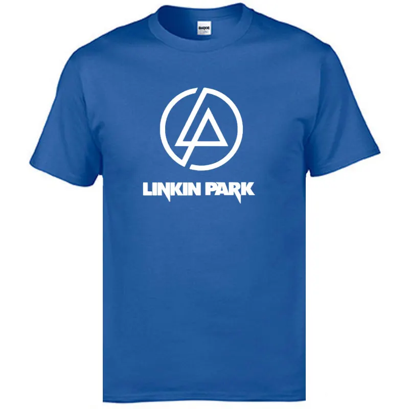 LINKIN PARK/мужская футболка с принтом; Повседневная забавная хлопковая футболка для мужчин; цвет черный, белый; Топ; футболка; забавная хипстерская рок-группа; Прямая поставка - Цвет: blue and white
