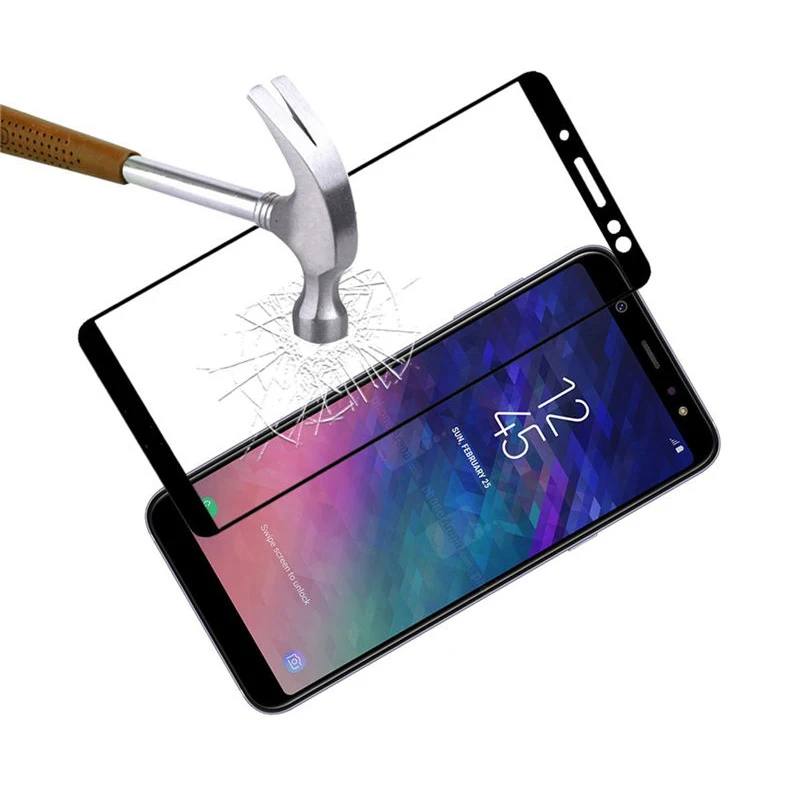 Закаленное стекло 5d с полным покрытием для samsung a6 a8 plus 2018 защитное защита экрана
