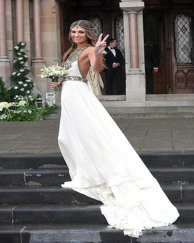 Vestido De Noiva 2017 Chiffon Beach Wedding Dress Sexy Backless Halter Beading Boho Robe Mariage | Свадьбы и торжества