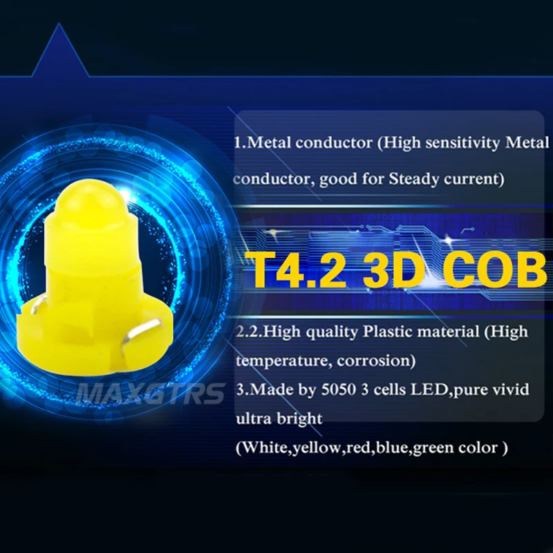 10x T4.2 COB 1 SMD 12 В лампочки для обмотки приборной панели предупреждающий индикатор