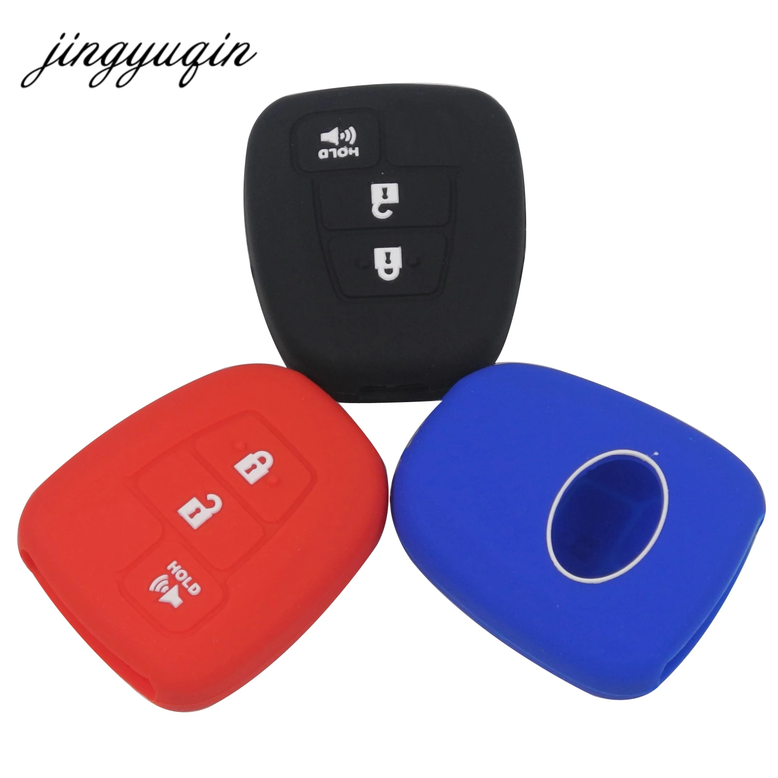 

jingyuqin 30pcs/lot Silicone Skin Cover for Toyota Camry Rav4 3 Button Remote Car Key Case fob Protector Holder