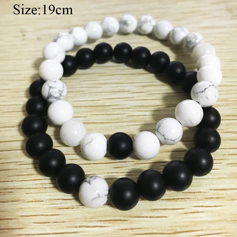 8mm Elastic Rope ChainWhite /Black Natural Stone Couple Bracelet for Women Men Lovers Bracelets Fashion Jewelry Pulsera Ban028 |
