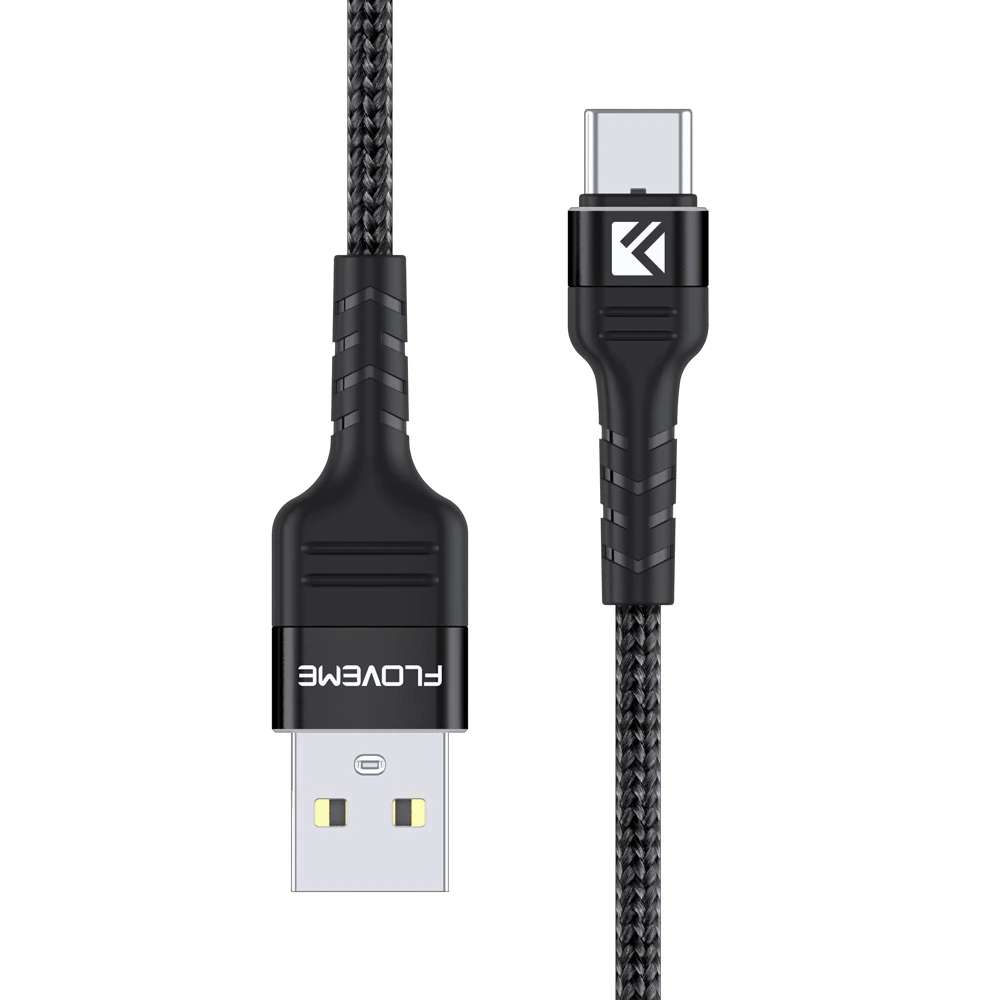 FLOVEME usb type-C кабель для samsung S10 S9 3A провод для быстрого заряда для huawei Honor 9 P20 mate 20 мобильный телефон USB Дата шнур - Цвет: Black