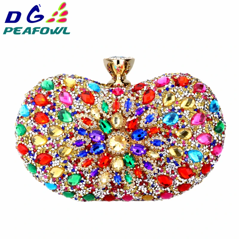 DG PEAFOWL 5 цветов с двумя боковыми роскошными кристаллами цветочный клатч Сумка