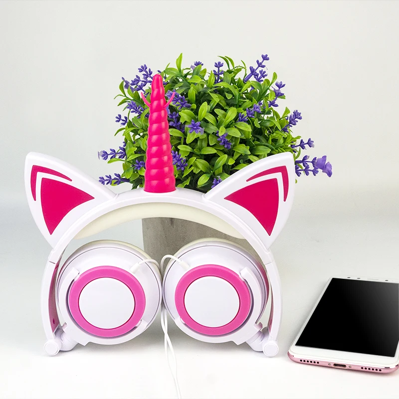 LIMSON Animal Ear мигающие Проводные детские наушники с единорогом для мобильного