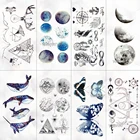 Тату временные для детей, водостойкие черные тату-наклейки с геометрическим планетом, Луной и лесом для девочек